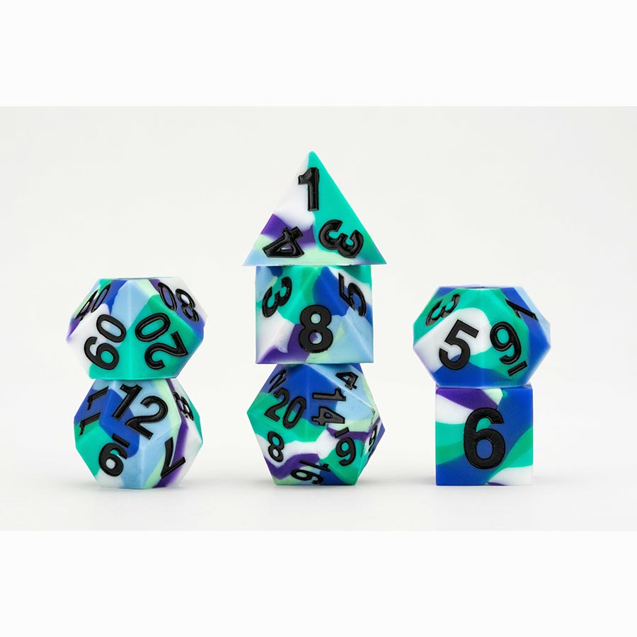 7 COUNT DICE POLY SET: 16MM SHARP-EDGE SILICON RUBBER: Gay Men