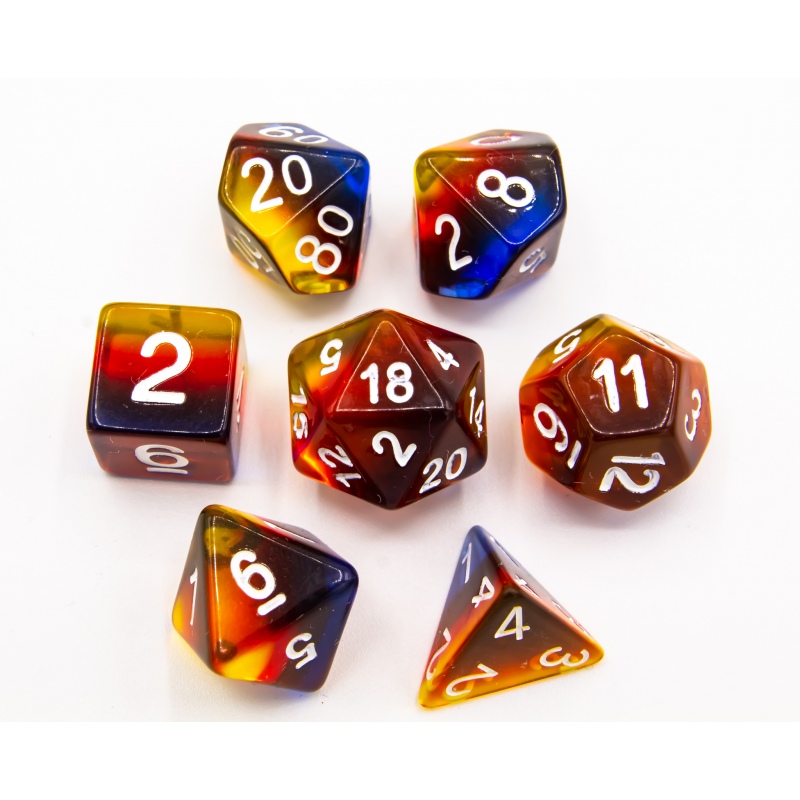 Aurora Polyhedral Dice: Burn with White Numbers