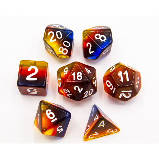 Aurora Polyhedral Dice: Burn with White Numbers