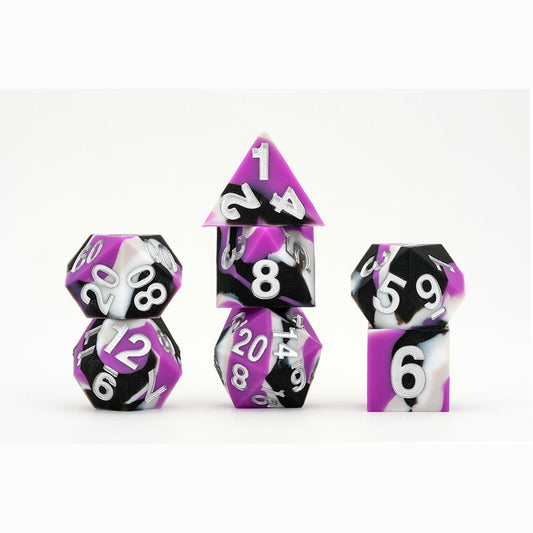 7 COUNT DICE POLY SET: 16MM SHARP-EDGE SILICON RUBBER: Asexual